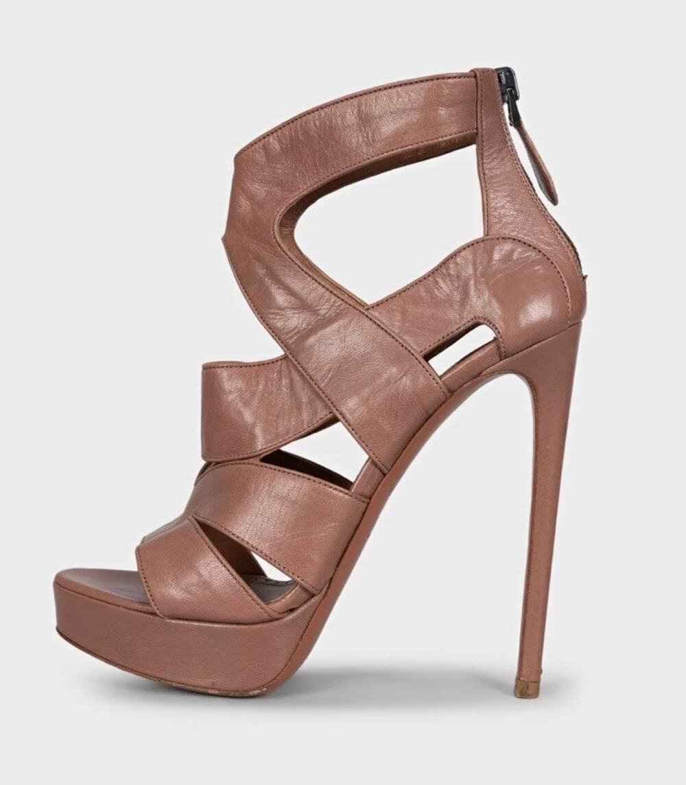 Alaïa Brown Leather Zip-Up Stiletto Sandals - EU 37.5